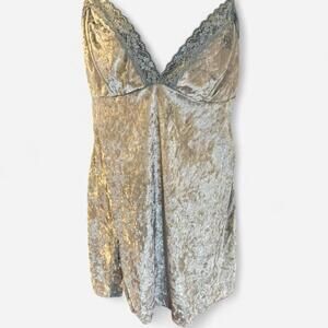 Light blue velvet and lace slip dress Size M/L